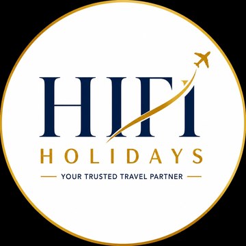 HIFI Holidays — round gold and navy crest logo